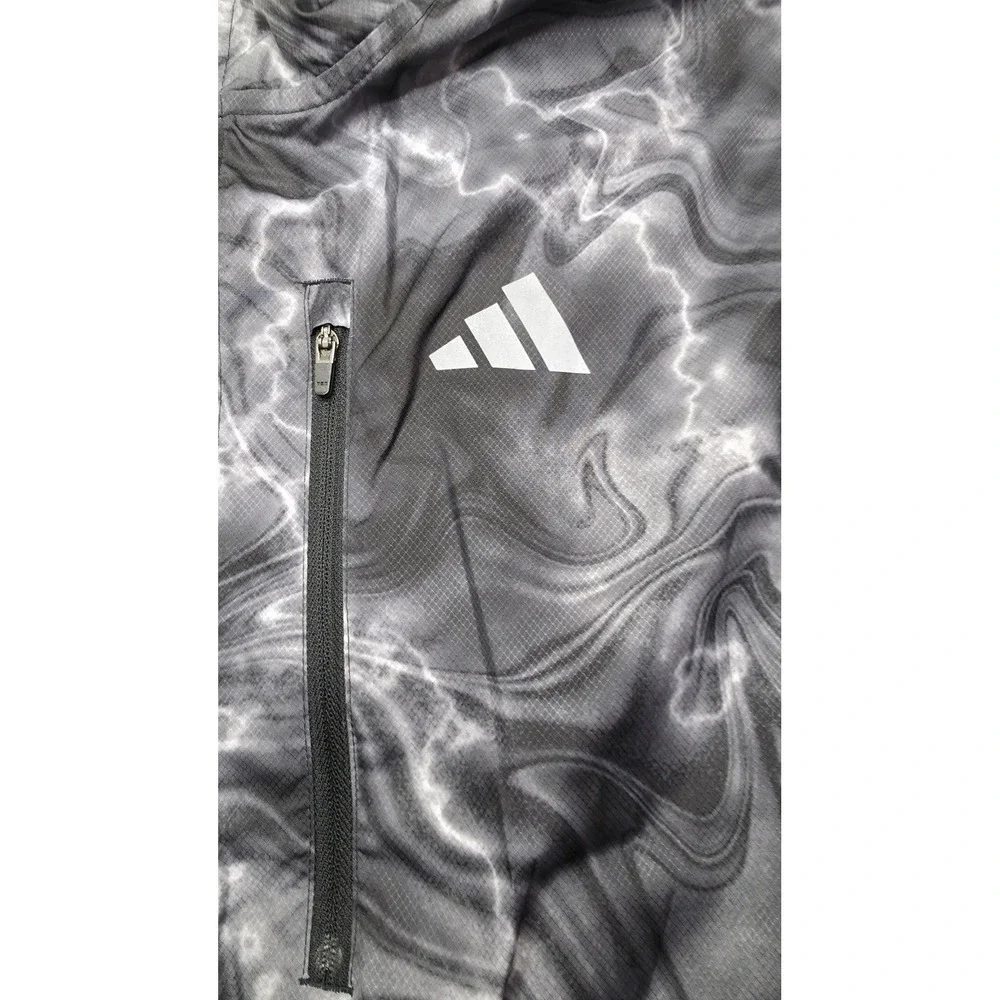 Adidas Men's Jacket  Medium Gray Liquid Camo Full Zip Track Polyester Wind Dry